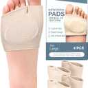 2 Pairs Metatarsal Pads - Gel Ball of Foot Cushions for Women & Men, Washable & Breathable Foot Pads Insoles Ball Pain Relieve for Mortons Neuroma, Metatarsalgia & Bunions, Fit High Heels, Beige, Large