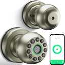 Smart Door Knob Fingerprint Door Lock 4-in-1 Keyless Entry (Fingerprint/App/Code/Key) with Auto-Lock Easy Install for Home/Bedroom/Office-Silver