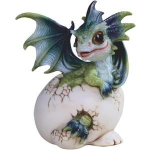 ICE ARMOR 5" H Green and Blue Dragon Baby in Egg Statue Fantasy Decoration Figurine