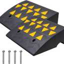 VEVOR Rubber Curb Ramp, 6" Rise Height 2 Pack, Heavy-Duty 33069 lbs/15 T Capacity Threshold Ramps, 19" L x 15" W Driveway Ramps with Stable Grid Structure for Cars, Wheelchairs, Bikes, Motorcycles