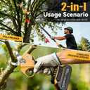 2-in-1 Pole Pruning Shears, 1.6" Cutting Diameter Cordless Electric Pole Pruners - Brushless Motor, 2x4.0Ah Batteries, Extra SK5 Blade, 4 Modes Adjustable Branch Cutter for Garden & Flower (Yellow)