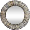 Deco 79 Banana Leaf Room Wall Mirror Entryway Mirror with Coiled Frame and Blue Accents, Wall Mounted Mirror 35" x 3" x 35", Gray