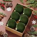 6 Pcs Christmas Velvet Balls 4 Inch Large Matte Green Flocked Christmas Hanging Ornaments Decor Shatterproof Luxury Handmade Velvet Balls Xmas Tree Ornaments Bulbs for Wedding Anniversary Party
