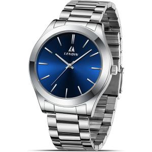 LN LENQIN Mens Watches Waterproof Stainless Steel Watch for Men Analog Quartz Fashion Business Designer Wristwatch