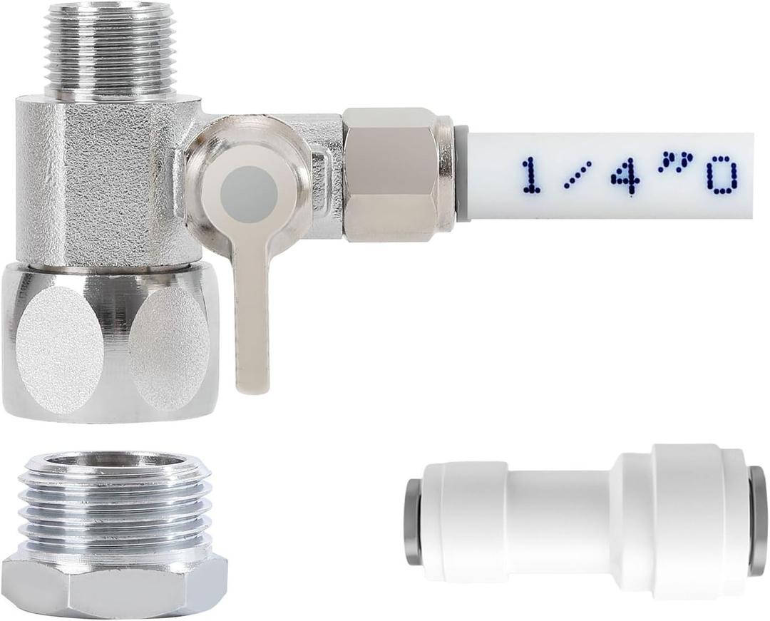 Feed Water Adapter, Water Line Splitter, Brass Water Supply Valve, Faucet Valves, Feed Water Adapter for Refrigerators, Ice maker, Reverse Osmosis,RO Water Filter Systems (3/8)