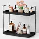 Forbena Black Bathroom Counter Organizer, Tiered Bathroom Organizer Countertop Tray, Corner Makeup Vanity Shelf Organizers and Storage for Men Perfume Skin Care Kitchen Sink Coffee Bar Station
