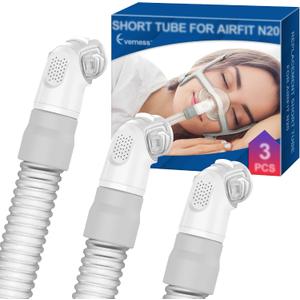 3 Packs Replacement Short Tube for Airfit N20 & Airtouch N20, Features Triple 360° Swivel & Quick-Release Technology for N20 CPAP Mask, Replacement CPAP Hose Tubing with Leak-Free Seal & Smart Quiet