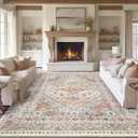 zesthome 7x9 Area Rug, Super Soft Washable Rugs for Living Room, Non-Slip Stain Resistant Vintage Rugs, Ultra-Thin Large Area Rugs (Orange,7'x9') (7' x 9' (Rectangular))