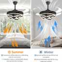 42'' Retractable Chandelier Ceiling Fan with Light, Black