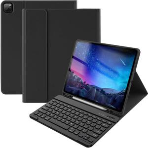 Slim Smart Case with Detachable Keyboard for iPad Air 13 inch & iPad Pro 12.9 inch - Wireless, Compatible with iPad Pro 6th/5th/4th/3rd - Pencil Holder, Black