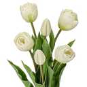 DILATATA 6 Pcs Artificial Tulips Flowers Cream Real Touch Fake Latex Tulips Flowers for Mother's Day 14" Faux Tulips Faux Flowers for Vase Centerpieces Home Wedding Bouquet