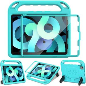LTROP Case for iPad Air 11 inch M6 (2026), Air 5/4 10.9', iPad Pro 11 - Built-in Screen Protector, Shockproof Protective Cover with Handle Stand for Kids- Teal
