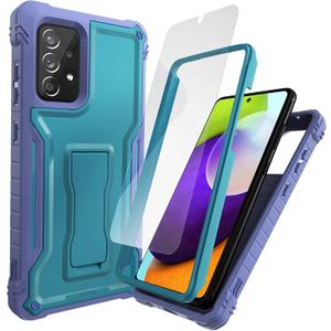 DUOPAL for Samsung Galaxy A52 5G Case, Military Grade Protection Shockproof Case with Tempered Glass HD Screen Protector and Kickstand Compatible with Galaxy A52 Phone 6.5 Inch (Blue)