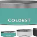 Coldest Dog Bowl - Anti Rust Metal, Non Slip, 3 Layers Insulated Stainless Steel Dog Bowls - Spill Proof & Heavy Duty - Water Bowl for Dogs, Cats & Pets, Dish Washer Safe (42 oz, Terraform Green)
