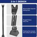 Door Security Bar Upgraded Door Stoppers Adjustable Sliding Glass Door Security Bar 2 in 1 Heavy Duty Door Jammer Sliding Patio Bar for Home, Apartment, Travel, School, Dorm (2 Pack,Black)