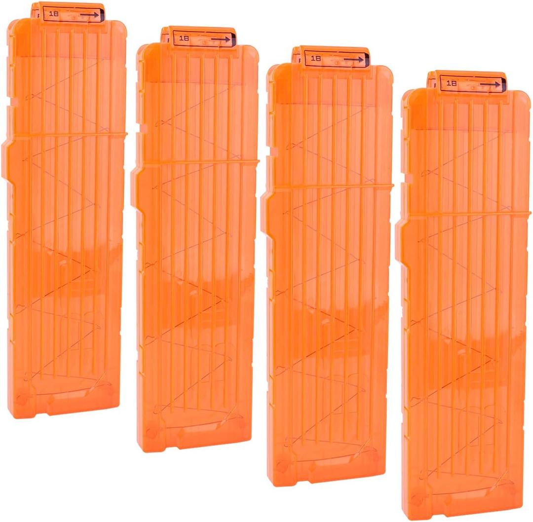 Soft Bullet Clips 18-Darts Quick Reload Clips Magazine Clips for Nerf Toy Dart Gun 4pcs (Transparent Orange)