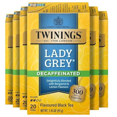 Twinings Decaffeinated Lady Grey Black Tea Individually Wrapped Bags, 20 Count (Pack of 1), 12/02/2027 Twinings Decaffeinated Lady Grey Black Tea Individually Wrapped Bags, 20 Count (Pack of 1), 12/02/2027