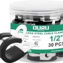 1/2-Inch Stainless Steel Rubber Coated Pipe & Wire Clamps (30pcs, Black, 13mm)