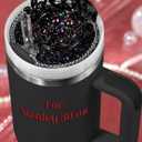 Lid Name Plate Topper for Stanley Cup 40 30 oz - Crown Cute Decoration Accessories for Tumbler, Water Bottle Glitter Decor for Women Girls (Black)