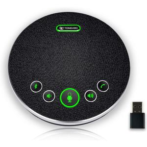TONGVEO Bluetooth Speakerphone Conference Microphones, Wireless Conference Speaker 360Voice Pick up with 4 AI Noise Cancellation Mics USB/Dongle/Bluetooth Connection 8 Hour Call Time for 8-12 People