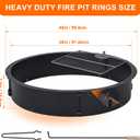 36 Fire Pit Ring, Large Outdoor Campfire Pit, 34-Inch Inner Fire Pit Ring Smokeless, Smokeless Steel Firepit with Air Vent for Patio Backyard Garden, DIY Campfire Insert Above, In-Ground