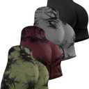 CHRLEISURE Women's 4 Packs Workout Gym Shorts, High Waisted Butt Lifting Scrunch Butt Seamless Booty Shorts (XX-Large, 4 Packs (Black, Tie-dye Black/Army Green/Cassis))