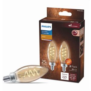 LED B11 E12 AMB 25W 2PK (A)