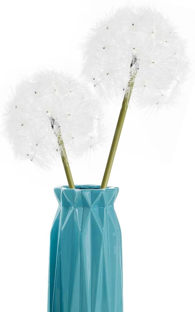 Artificial Dandelions 2pcs Faux Dandelion Flowers for Home Kitchen Decor (28.4 Inch, 5.5 Inch, White)