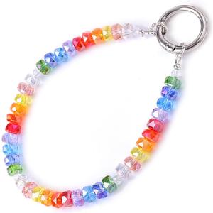 Crystal Phone Wrist Strap Phone Charm Chain Keychain Beaded Cellphone Lanyard with Tether Tab Hands-Free Wristlet Bracelet Wrist Grip Strap for Women, W-Colorful (butterfly)