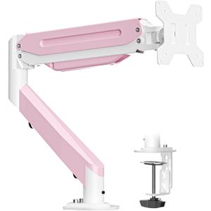Suptek Monitor Mount Gas Spring Monitor Arm Desk Mount Fully Adjustable Fits 17 20 22 23 24 26 27 32 35 inch Monitors Weight Capacity up to 24.25 lbs, Pink