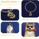 Funny Dog Sunglasses and Gold Chain Toys Set, Cuban Link Necklace with Dollar Sign Charm, Puppy Cat Superstar Costume Outfits Accessories for Boy Small Medium Dogs(Dog)