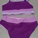 Girls Swimsuit Two Piece Bikini Sets Color-Block Adjustable Straps Bathing Suit Girls Swimwear 11-12 Years, Purple 