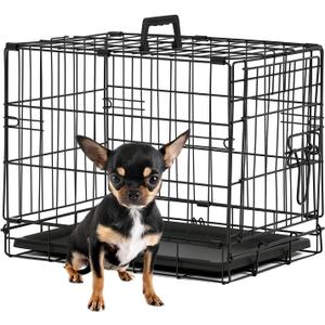 BestPet | Dog Crate | 18" | Black | Foldable Metal Kennel with Single Doors, Secure Slide-Bolt Latches, Leakproof Tray | Portable Dog Cage for Small Breeds | for Travel, Indoor & Outdoor Use