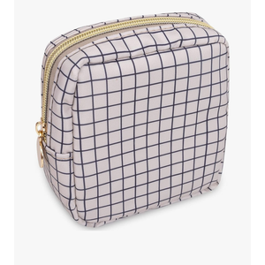 Nylon Mini Makeup Bag for Purse, Small Cute Checkered Makeup Bag Preppy Cosmetic Zipper Pouch Purse, Travel Coin Pouch Sanitary Napkin Storage Bag Clutch Make Up Organizer for Women Girls(Checkered)