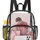 Busiuw Clear Backpack for Stadium Events Clear Backpack 12x12x6 with Front Pocket for Concert Sport Fashion Women Backpack Events Work Travel