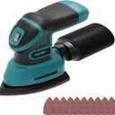 1.9Amp Cordless Detail Sander Compatible with Makita 18v Battery, Dust Collector, Brushless 12,000 OPM Speed, Compact Soft Palm Grip, 10pcs Sanding Pads, 2.0Ah Charger & Battery Kit (Blue)