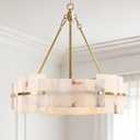 22” Alabaster Chandelier 4-Light Modern Gold Round Chandelier