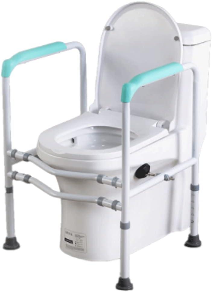 SOBOUR Compact No Punching Toilet Safety Rails Anti-Static Adjustable Toilet Frame Fits Most Toilets Stand Alone Assist Grab Bar Handle Support Frame