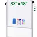 Rolling Whiteboard on Wheels, 32x48 Inches Double-Sided Magnetic Dry Erase Board with Stand, Height Adjustable Mobile White Board Easel for Classroom Home Office