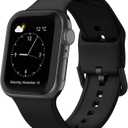 Sport Band Compatible with Apple Watch Bands 49mm 45mm 44mm 42mm 41mm 40mm 38mm, Soft Silicone Wristband Replacement Strap with Classic Clasp for iWatch Series 9 Ultra SE 8 7 6 5 4 3 2 1 for Women Men (Black)