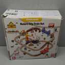 94pcs Wooden Train Set, Modern City Adventure Railway Track for Kids with Bridge, Tunnel, Crane, Town Buildings, Compatible with Most Brand, Christmas Toy Gift for Boys Girls Age 3-8