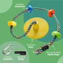 Jungle Gym Kingdom Tree Swing for Kids - Single Disc Seat and Rainbow Climbing Rope Set w/Carabiner and 2.6 Foot Strap - Treehouse and Outdoor Playground Accessories - Yellow