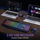 Wireless Keyboard and Mouse Combo- VEILZOR 2.4G Rechargeable Keyboard with Phone Holder, Ergonomic Wrist Rest, 9 RGB Backlit Effects, Silent Keyboard Mouse Set for Windows, Laptop, PC