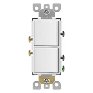 CML Double Rocker Decorator Light Switch, Dual Single Pole Paddle in-Wall Switch, Self-grounding Electrical On/Off Interrupter, 15A 120V, UL Listed, 1 Pack, White, Dual Switch Pack of 1