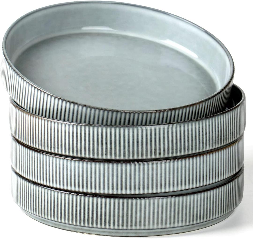 famiware Star 8.25" Pasta Bowls Set of 4, Bowl Plates, Smoky Blue
Microwave & Dishwasher Safe, Salad Bowls for Kitchen, Lead-free and Cadmium-free, Stoneware Scratch Resistant Plates Bowls