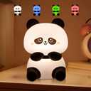 TLAOTNIY Squishy Cute Panda Night Light,Voice Controlled Light with 4 Color Modes Soft Silicone USB Charging Panda Lamp for Kids Room,Novelty Animal Night Lamp for Decor (C-1pack)
