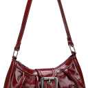 WantGor Women's Shoulder Bag, Clutch Tote Bags Top Handle Purse Zipper Handbag Buckle Punk Purses Trendy Underarm Bag (Burgundy)