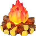 ABOOFAN LED Fake Campfire Lamp Battery Powered Artificial Fire Fake Flame with Realistic Log Flameless Candle for Halloween Christmas Campfire Party Decorations