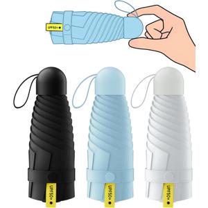 LMUGOOS 3 Pack Mini Travel Folding Umbrella,UPF 50+ UV Compact Portable Sun
