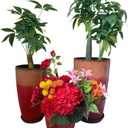 24,21,11 Inch Large Plastic Planters with Drainage Hole and Saucer - Set of 3 Tall Plant Pots Indoor Flower Pot Tall Round Planters Outdoor Large Tall Planter